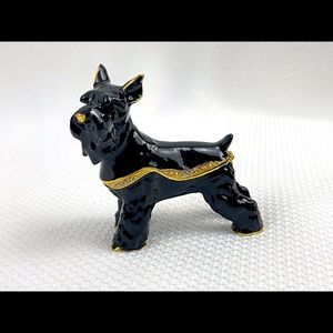Jeweled Black Scottish Terrier Trinket Box With Gold Nose, Rare.